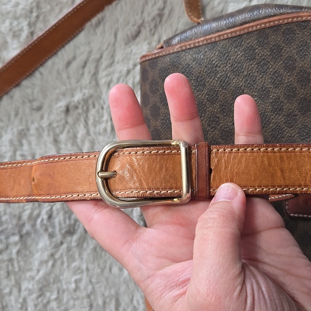 Celine Vintage brown leather macadam crossbody bag - Picture 4 of 15